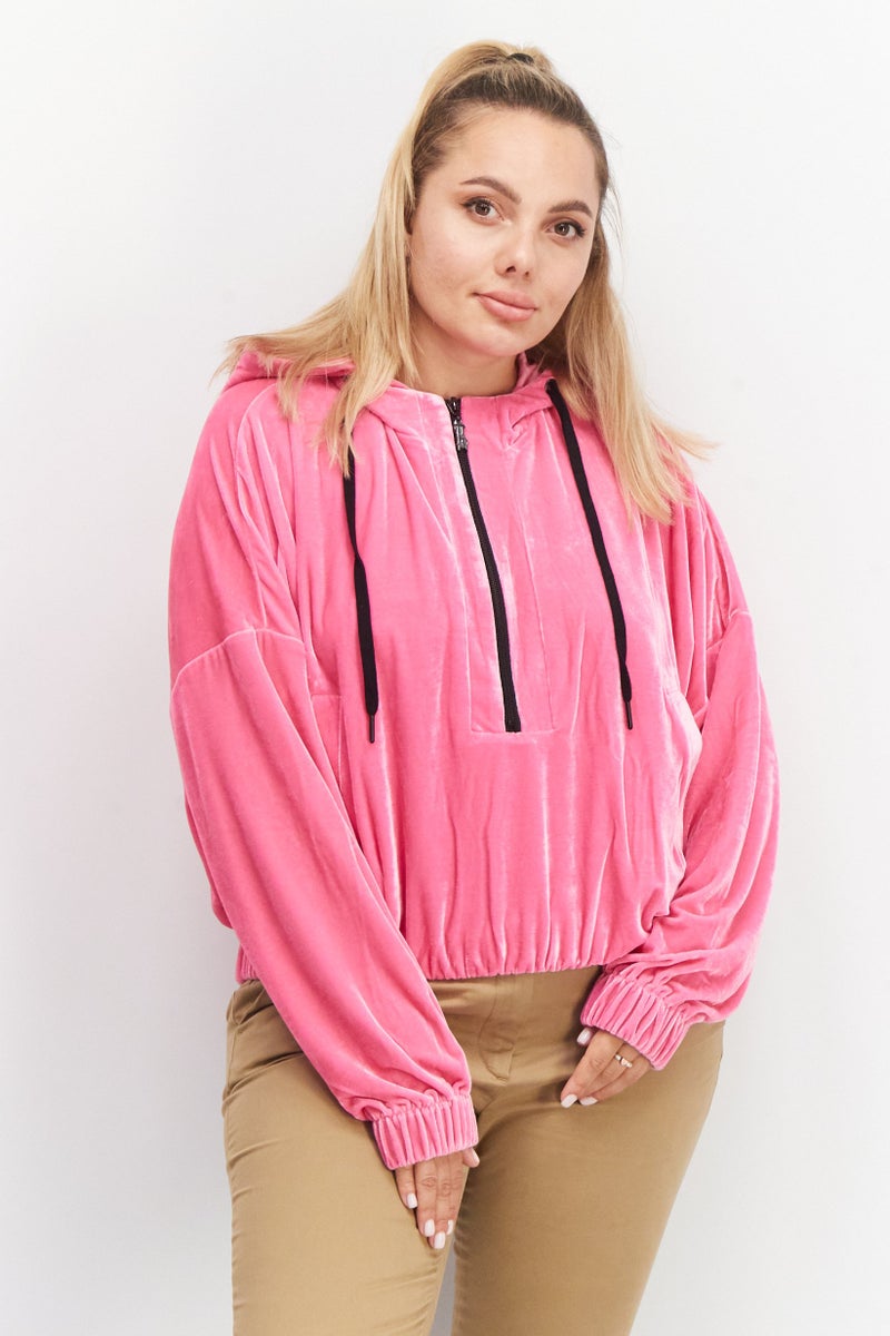 STEVE MADDEN Women Myla Rhinestone Velvet Sweatshirt, Pink - Image 1