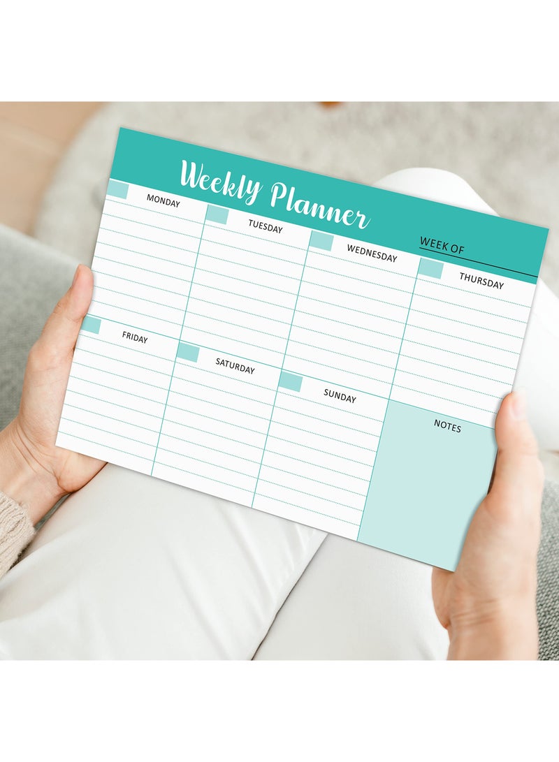 KASTWAVE Weekly Planner Notepad - 7" x 10" Weekly Pad Organizers Habit Tracker Journal for Man & Women, 52 Sheets, 100gsm Paper, Undated Weekly To Do List Notepad with Your Life, Teal - Image 1