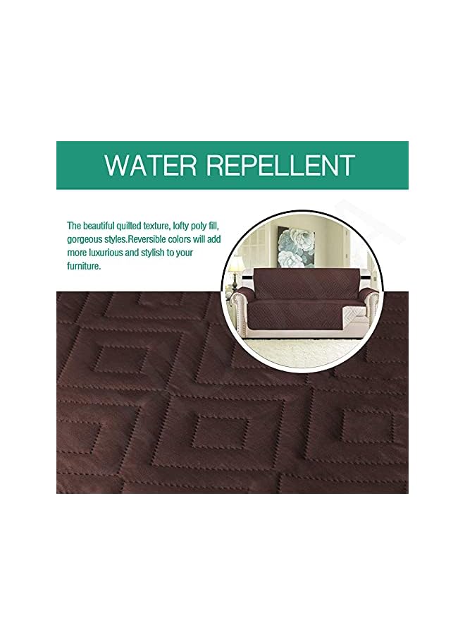 The Bros Quilted Sofa Cover Reversible Sofa Protector 1,2,3 Seater Armchair Cover with Adjustable Elastic Straps (Brown,1-seater) - Image 3
