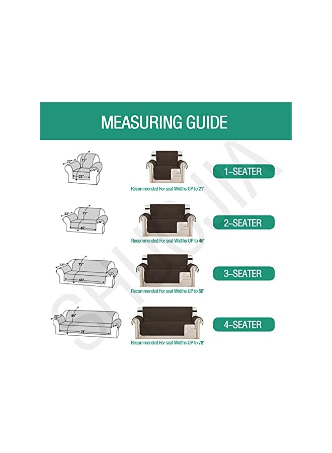 The Bros Quilted Sofa Cover Reversible Sofa Protector 1,2,3 Seater Armchair Cover with Adjustable Elastic Straps (Brown,1-seater) - Image 4