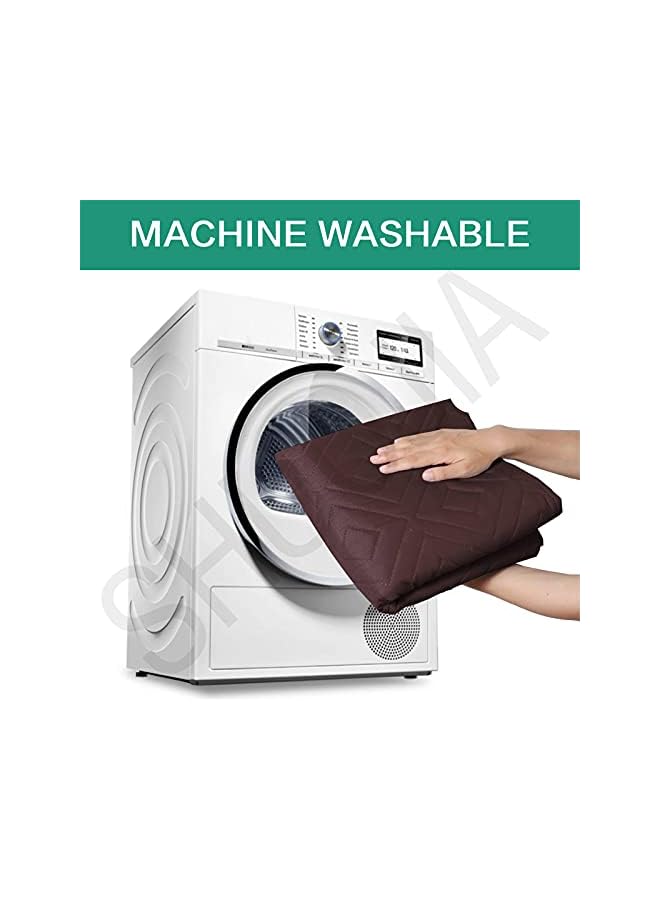 The Bros Quilted Sofa Cover Reversible Sofa Protector 1,2,3 Seater Armchair Cover with Adjustable Elastic Straps (Brown,1-seater) - Image 5