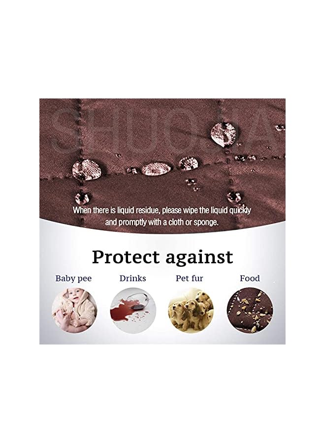 The Bros Quilted Sofa Cover Reversible Sofa Protector 1,2,3 Seater Armchair Cover with Adjustable Elastic Straps (Brown,1-seater) - Image 2