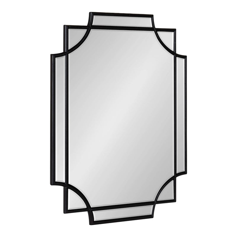 Kate and Laurel Kate and Laurel Minuette Glam Wall Mirror 18 x 24 Black BohoChic Home Decor for Wall 