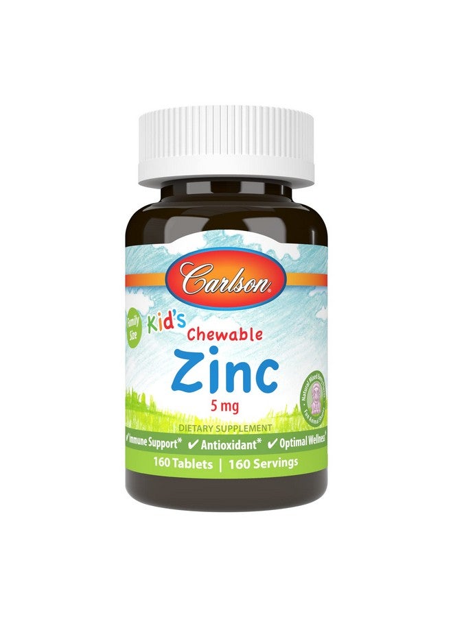 Carlson - Kid's Chewable Zinc, 5 mg, Health Support, Natural Mixed Berry Flavor, 160 Tablets - Image 1