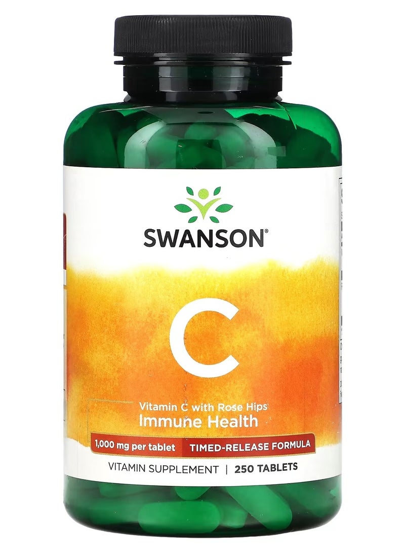 سوانسون، فيتامين سي مع ثمر الورد، 1000 ملغ، 250 قرصًا