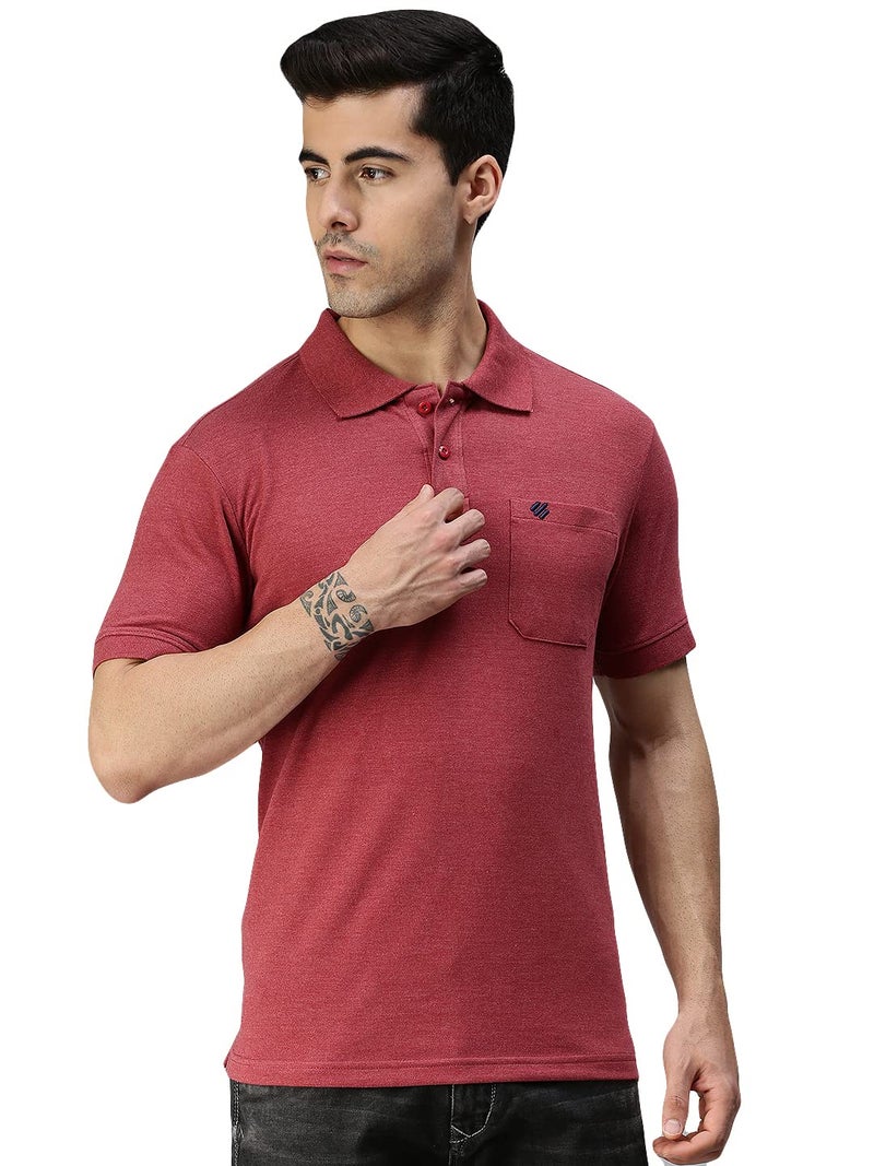 ONN Men's Solid Regular Fit Polo NC432_WN_1PC_Wine_Large: 100-105 Cms - Image 1