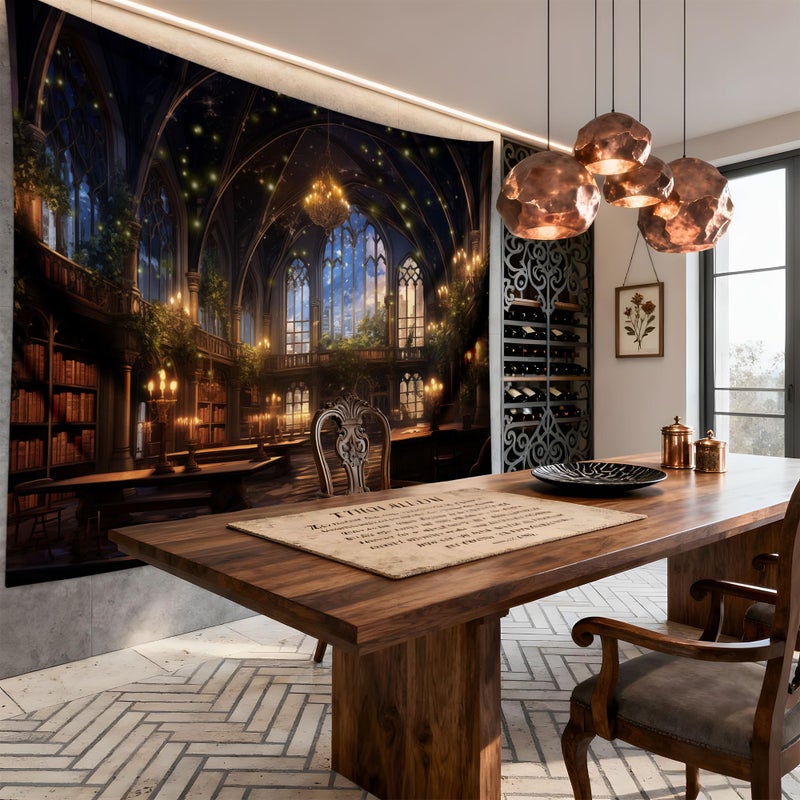 QGHOT Fantasy Library Tapestry Wall Hanging Magic School Bookshelf Backdrop Fairy Tale Library Tapestries for Teens Bedroom Living Room Dorm Decor 78.7L x 104W - Image 2