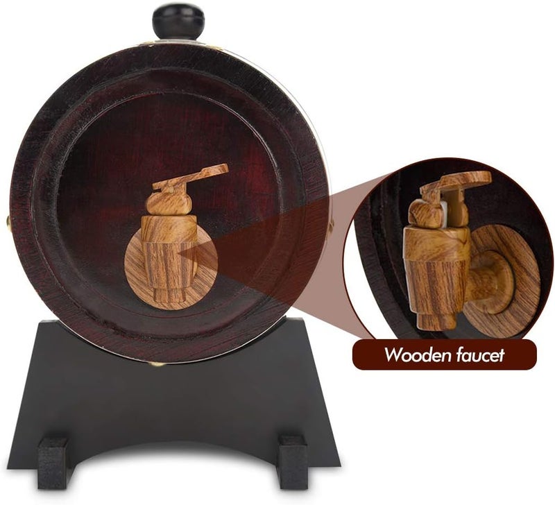 كلاراكو برميل نبيذ سعة 1.5 لتر مع حامل نبيذ، برميل نبيذ أحمر عتيق من خشب البلوط الفاخر، أثاث بار منزلي، موزع براميل خشبية لتخزين الويسكي والبيرة والنبيذ والبوربون والتكيلا والروم والصلصة الحارة، اصنعها بنفسك حسب ذوقك - Image 2