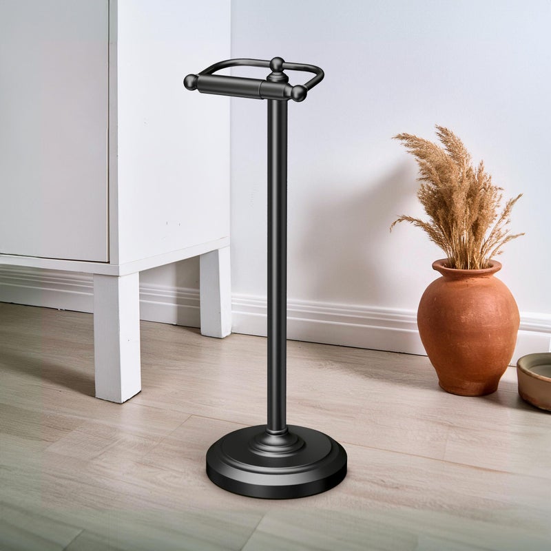 Gatco 1436MX, Freestanding Toilet Paper Holder, 22â€ H, Matte Black/Floor Standing Weighted Base Toilet Paper Holder Stand - Image 4