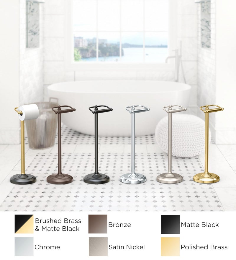 Gatco 1436MX, Freestanding Toilet Paper Holder, 22â€ H, Matte Black/Floor Standing Weighted Base Toilet Paper Holder Stand - Image 2