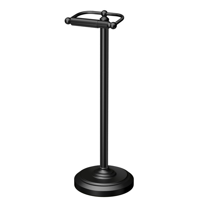 Gatco 1436MX, Freestanding Toilet Paper Holder, 22â€ H, Matte Black/Floor Standing Weighted Base Toilet Paper Holder Stand - Image 1