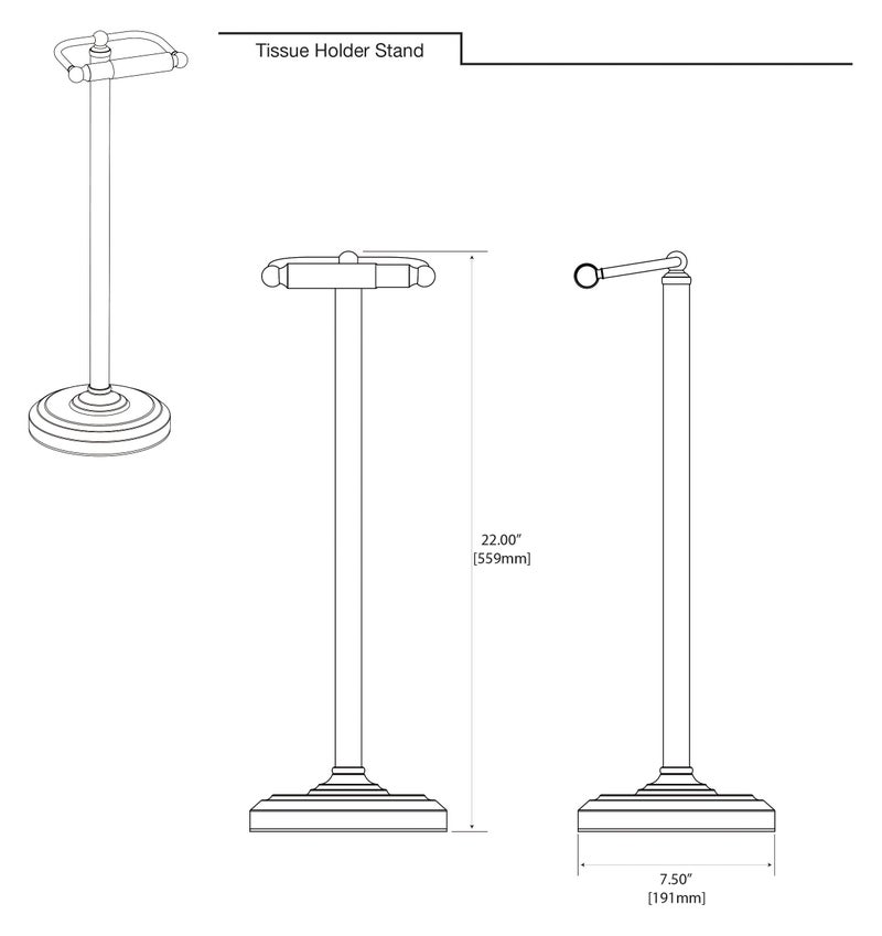 Gatco 1436MX, Freestanding Toilet Paper Holder, 22â€ H, Matte Black/Floor Standing Weighted Base Toilet Paper Holder Stand - Image 3