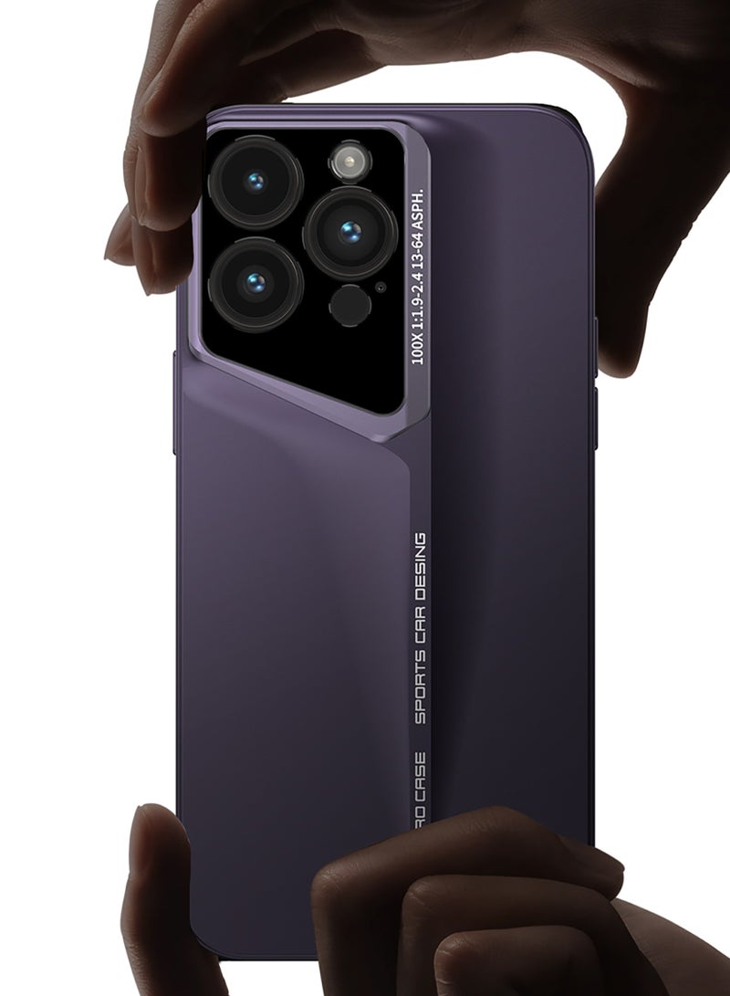 LEEKA iPhone 14 Pro LEEKA Ultra Slim New Sport Car Design Fiber Back Cover Luxury Camera Protection case for apple iPhone 14 Pro (Purple) - Image 2
