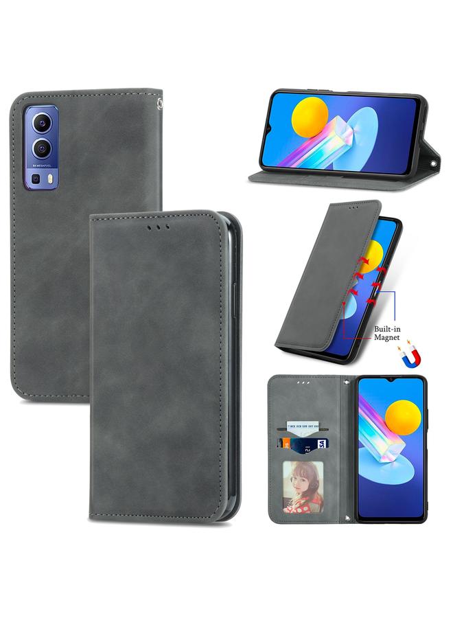 إيروريكس جراب لهاتف vivo Y72 5G جراب جلدي مغناطيسي أفقي قابل للطي مع حامل وفتحات للبطاقات ومحفظة وإطار للصور - Image 1