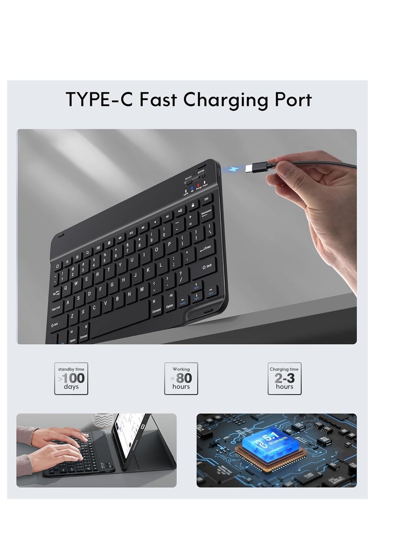 إم اتش ام حافظة كيبورد لجهاز ايباد الجيل العاشر 10.9 انش 2022 بلوتوث قابلة للفصل غطاء قابل للطي مع حامل قلم لاعادة الشحن الجديد اسود - Image 3