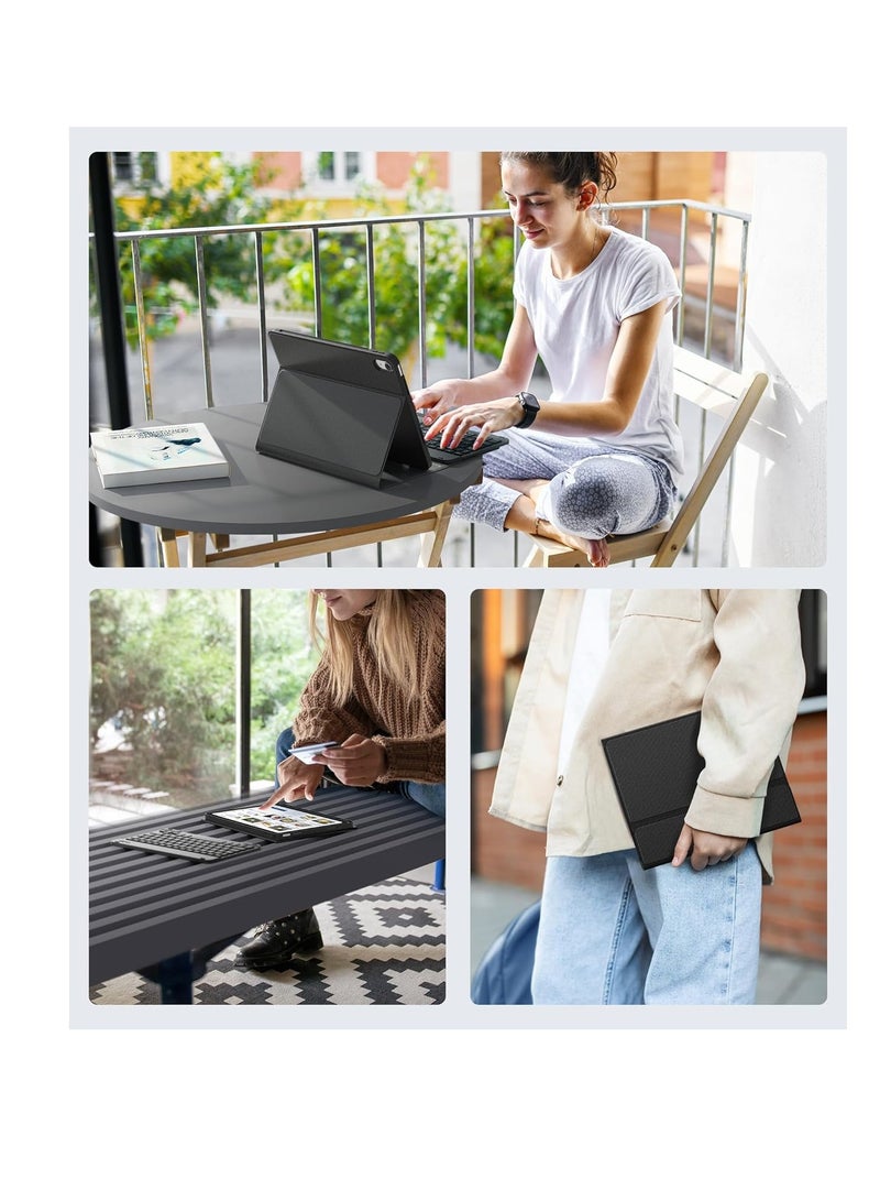 إم اتش ام حافظة كيبورد لجهاز ايباد الجيل العاشر 10.9 انش 2022 بلوتوث قابلة للفصل غطاء قابل للطي مع حامل قلم لاعادة الشحن الجديد اسود - Image 2