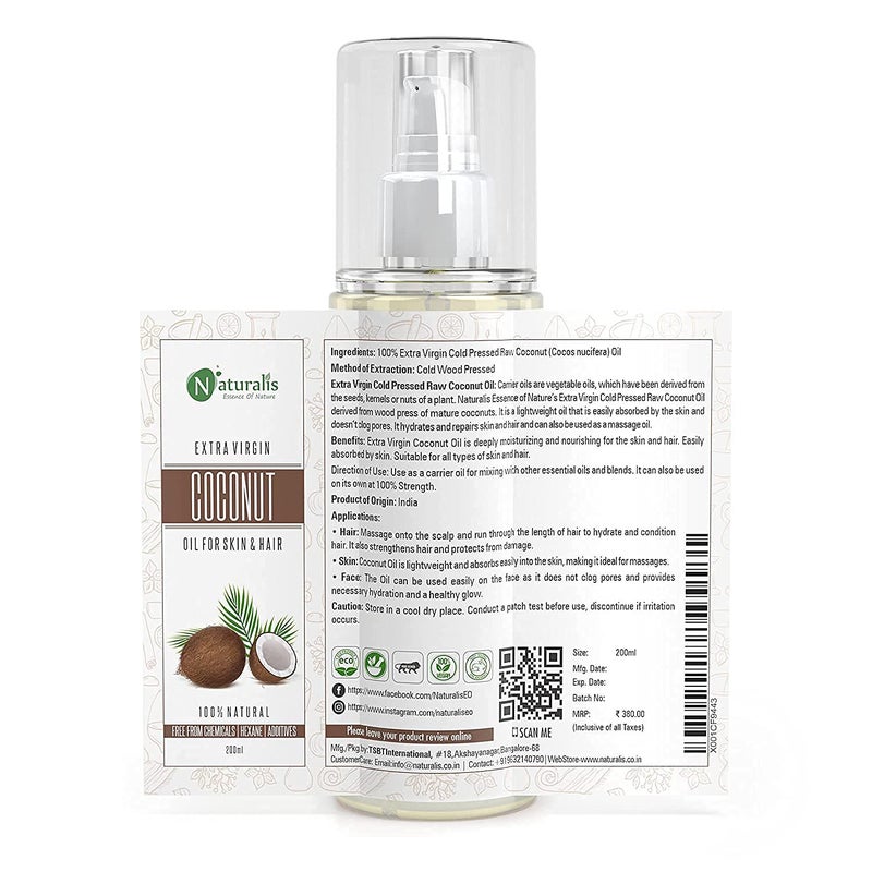 Naturalis Essence Of Nature Trio of castorcoconutalmond Oil for Skin Hair 200ml Each - Image 3