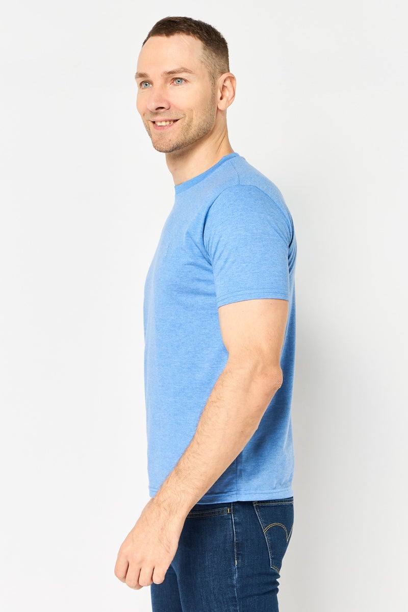 Tailorbyrd Men Crew Neck Short Sleeve Embroidered Logo T-Shirt, Blue - Image 3