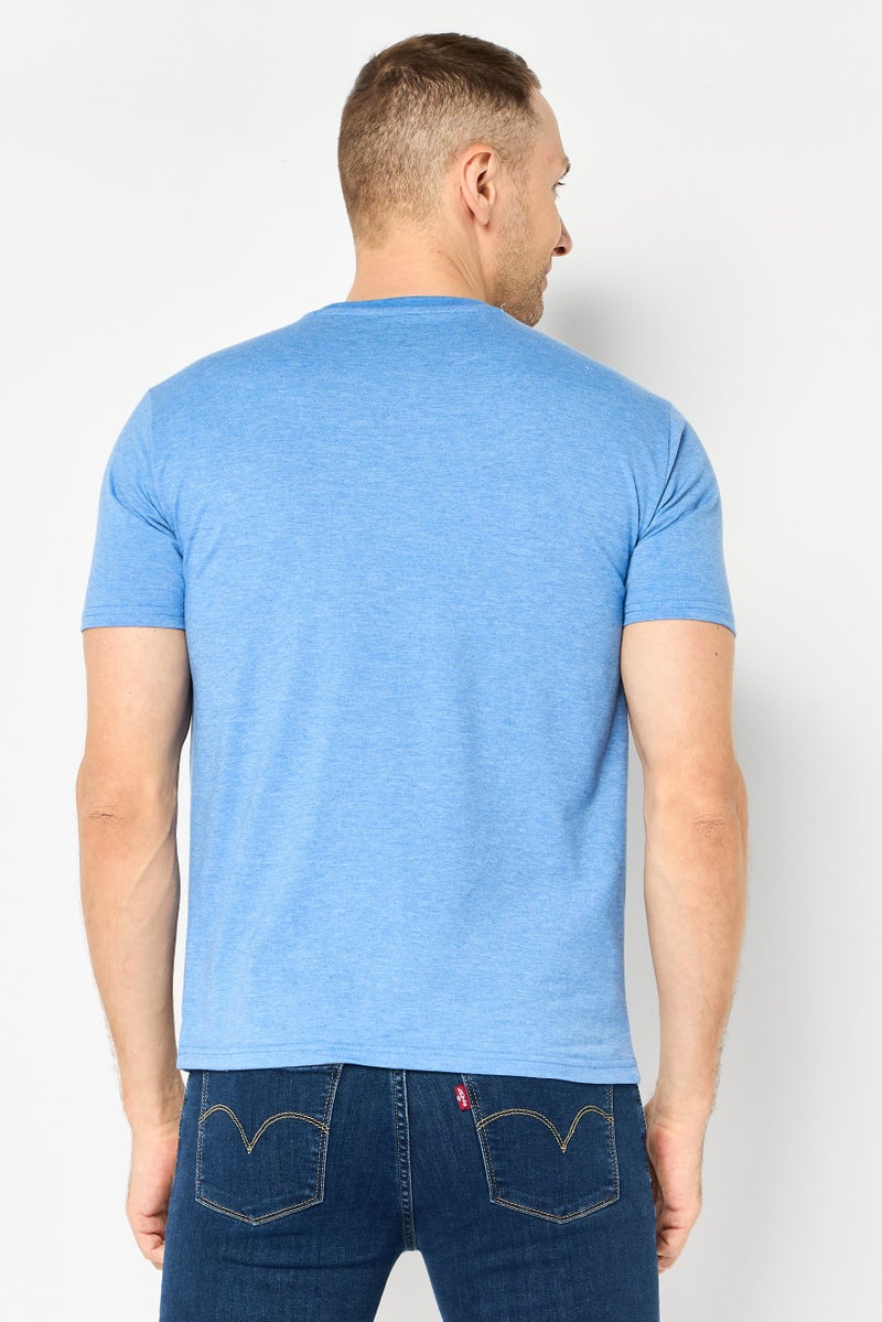 Tailorbyrd Men Crew Neck Short Sleeve Embroidered Logo T-Shirt, Blue - Image 4