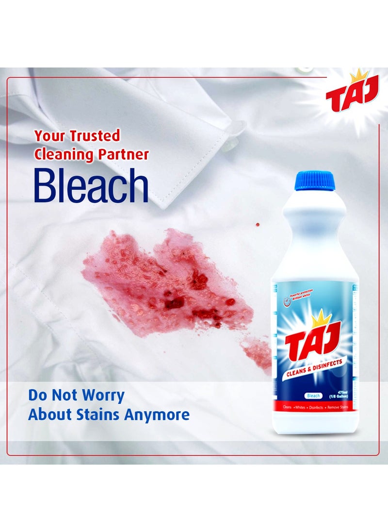 TAJ Taj Liquid Bleach Cleans - Powerful Cleaning And Disinfection White 475ml  - Image 5