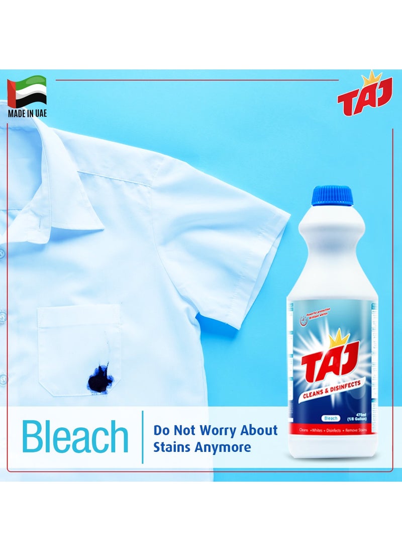 TAJ Taj Liquid Bleach Cleans - Powerful Cleaning And Disinfection White 475ml  - Image 4