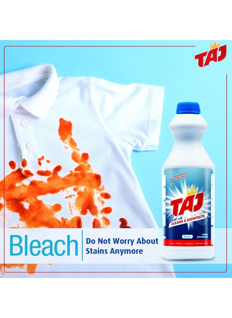 TAJ Taj Liquid Bleach Cleans - Powerful Cleaning And Disinfection White 475ml  - Image 2