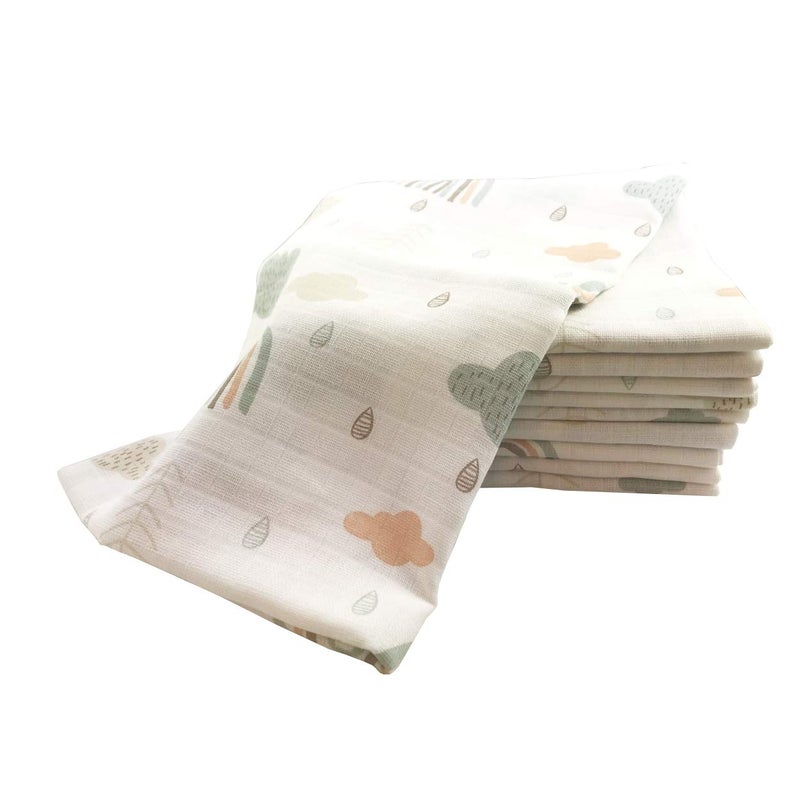 Baby Uma MMC 10x burp cloths muslin diapers baby cotton 80x70 cm | ÖKO-TEX (clouds (10 green)) - Image 2