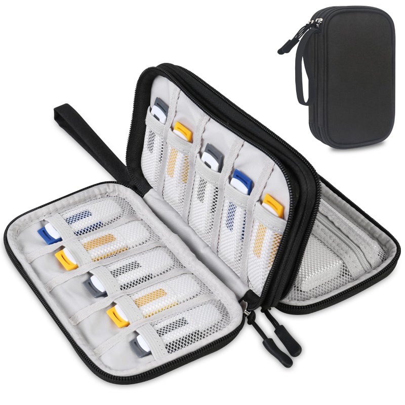 Lacdo USB Flash Drive Case Thumb Drive Holder Case Organizer Portable Electronic Accessories Storage Bag for SanDisk/SamData/Samsung USB Flash Drives Jump Drive Memory Stick, SD Card, Cable, Black - Image 1