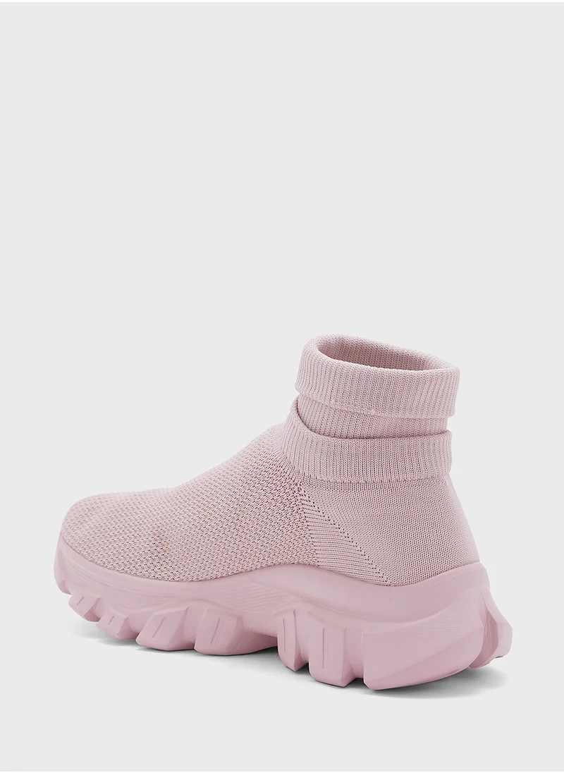 جينجر Knit Upper High Top Sneakers