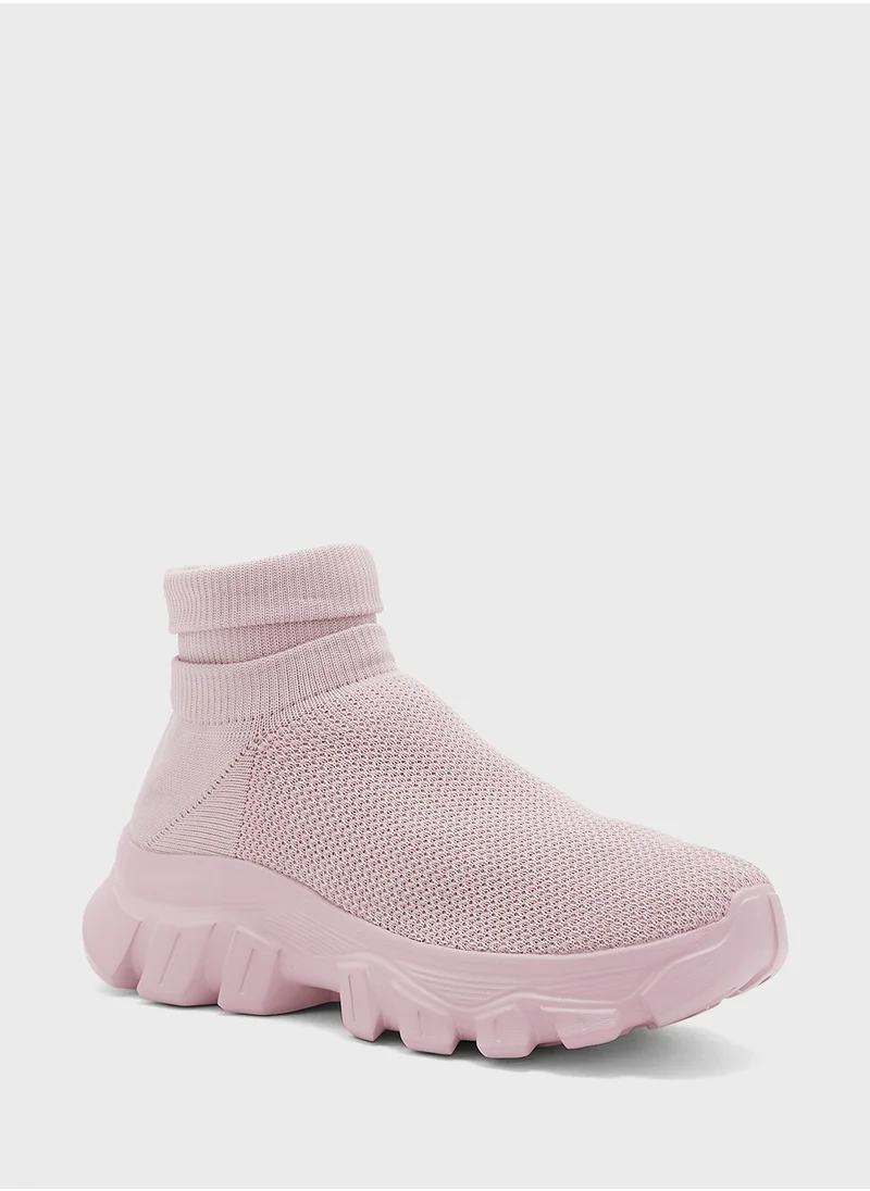 جينجر Knit Upper High Top Sneakers