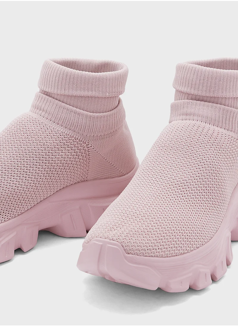 جينجر Knit Upper High Top Sneakers