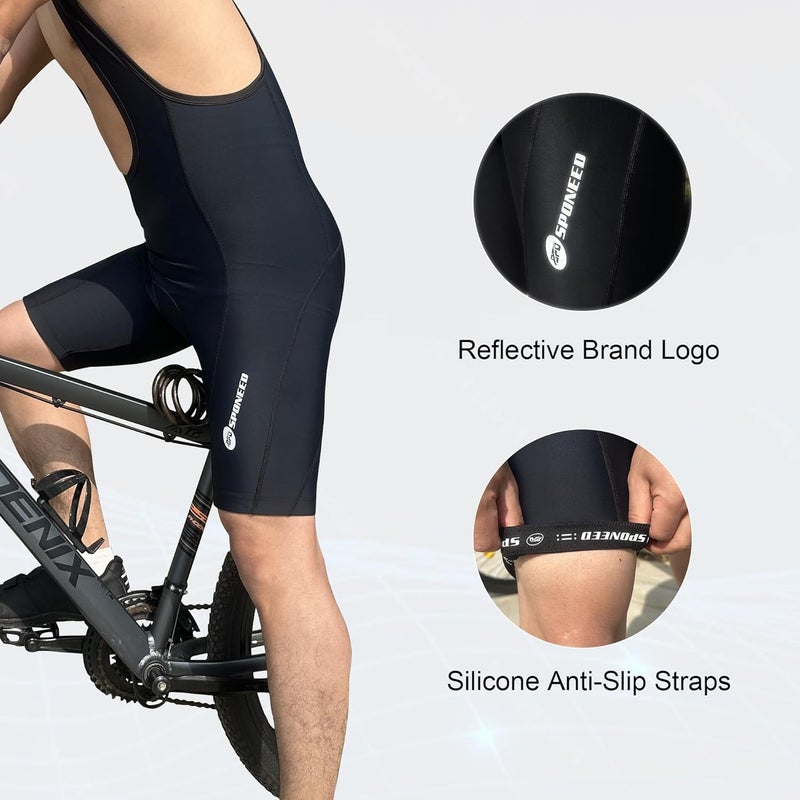 sponeed Cycling Bib Shorts Men Biker Bibs for Men Padded Breathable Racing Shorts UPF 50+ - Image 2