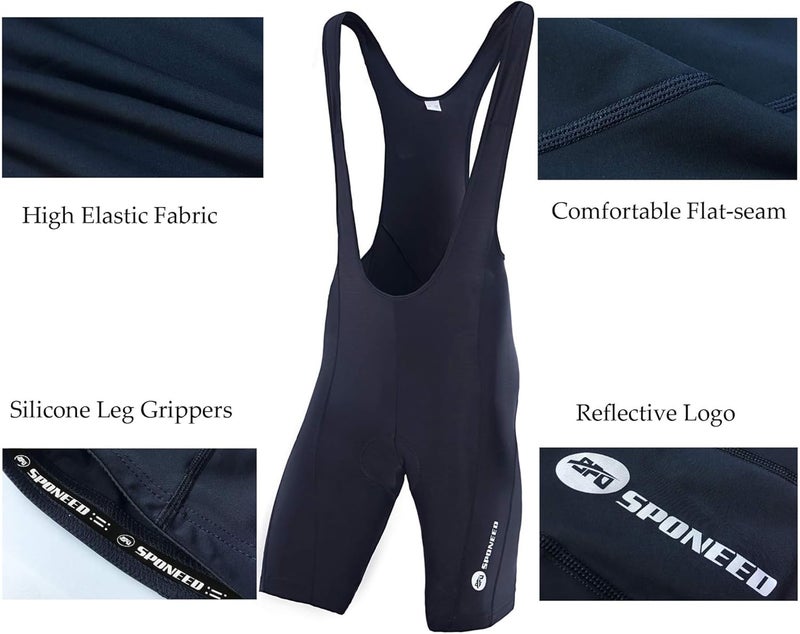 sponeed Cycling Bib Shorts Men Biker Bibs for Men Padded Breathable Racing Shorts UPF 50+ - Image 1