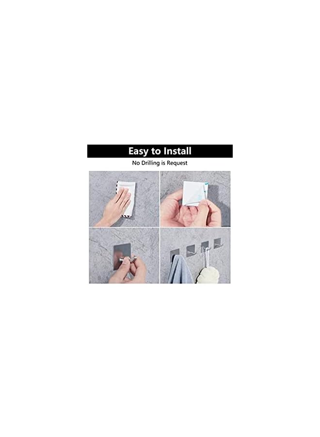 Zaboon خطاف حائط لاصق من الفولاذ المقاوم للصدأ عالي التحمل عبوة من 6 خطافات للمطبخ وغرفة النوم والحمام وباب لتعليق الملابس والمفاتيح والأقنعة مقاوم للماء والزيت من 3M. - Image 2