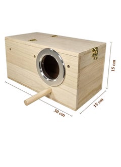 NNC PETS Wooden bird house for Budgie, Canary, and Other small birds, Natural wood bird nesting box with Standing perch and Open-top design, Suitable for backyard 30 cm (Beige)  - Image 2