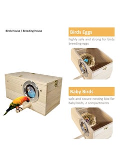 NNC PETS Wooden bird house for Budgie, Canary, and Other small birds, Natural wood bird nesting box with Standing perch and Open-top design, Suitable for backyard 30 cm (Beige)  - Image 3