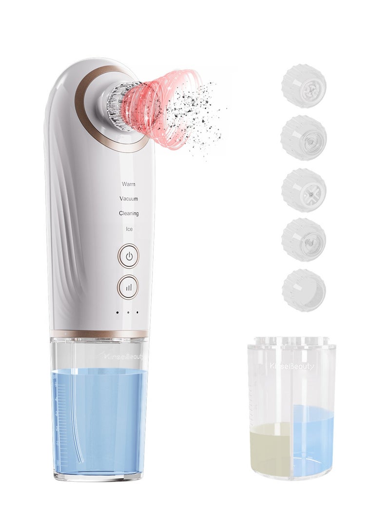 كينسي بيوتي جهاز الهيدرافيشل مزيل الرؤوس السوداء قابل للحمل ينظف البشرة بدورة مزدوجة باردة ودافئة، مزود بخمس أوضاع وثلاث مستويات شفط، فعال في إزالة البثور والزيوت وبقايا المكياج من المسام - Image 1