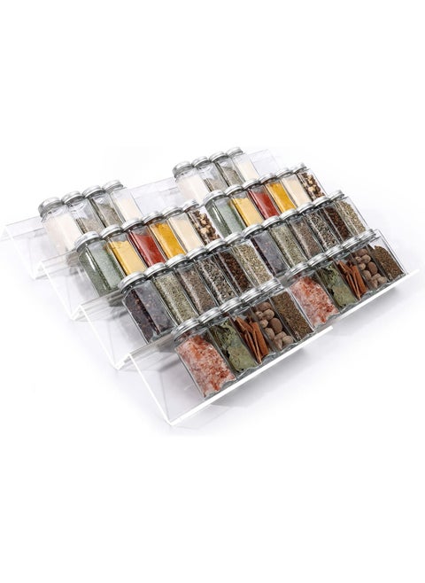 Clear Acrylic Spice Drawer Organizer, 12 Tier - 2 Expandable Sets, Spice Organizer for Drawers/Countertop (Jars Not Included)