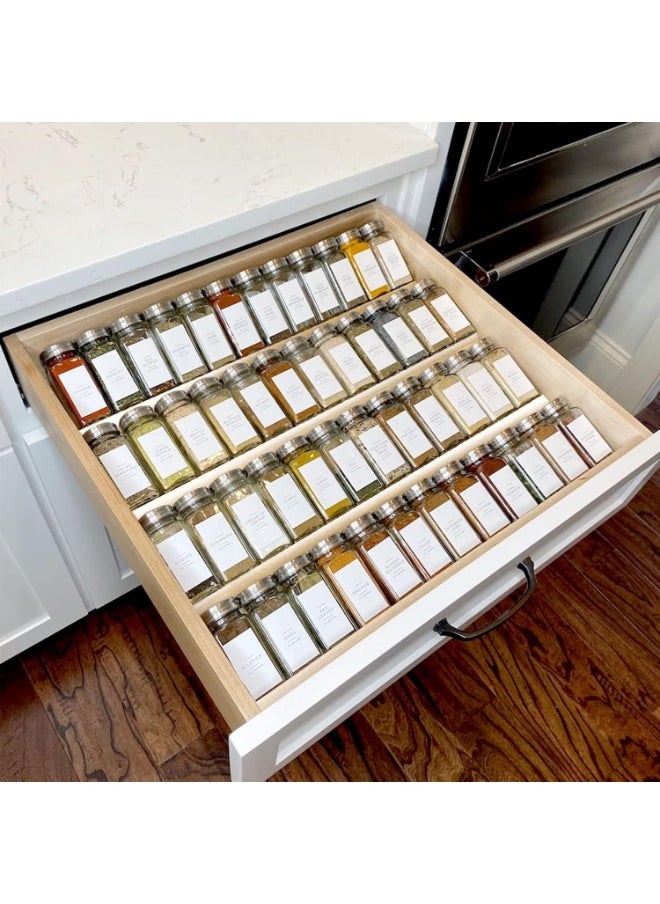 KITCHENOO Clear Acrylic Spice Drawer Organizer, 12 Tier - 2 Expandable Sets, Spice Organizer for Drawers/Countertop (Jars Not Included)  - Image 2
