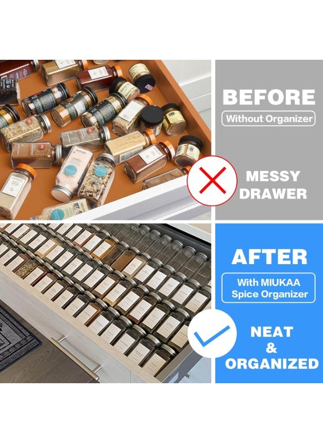Clear Acrylic Spice Drawer Organizer, 12 Tier - 2 Expandable Sets, Spice Organizer for Drawers/Countertop (Jars Not Included)