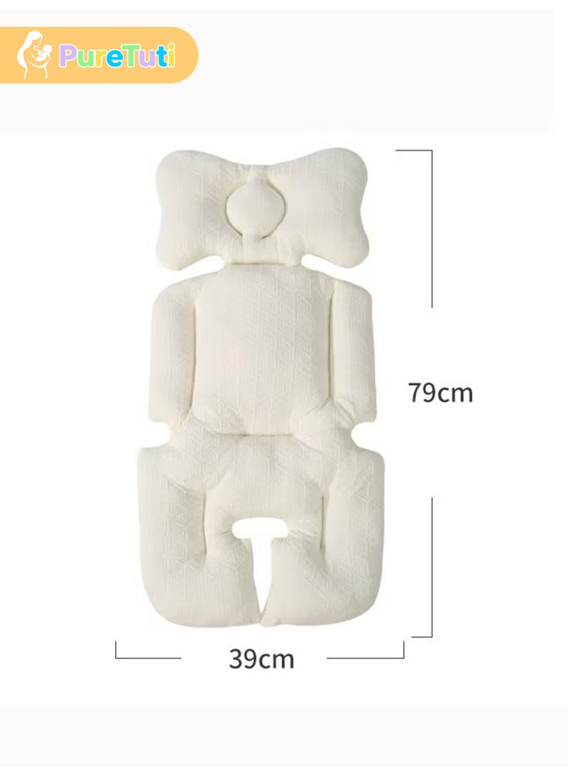 PureTuti Stroller & High Chair Support Cushion – Dual-Sided Orthopedic Seat Pad with 3D Airflow Mesh & Partition Support | Universal Fit for Prams & Infant Chairs | Machine Wash（white） - Image 5