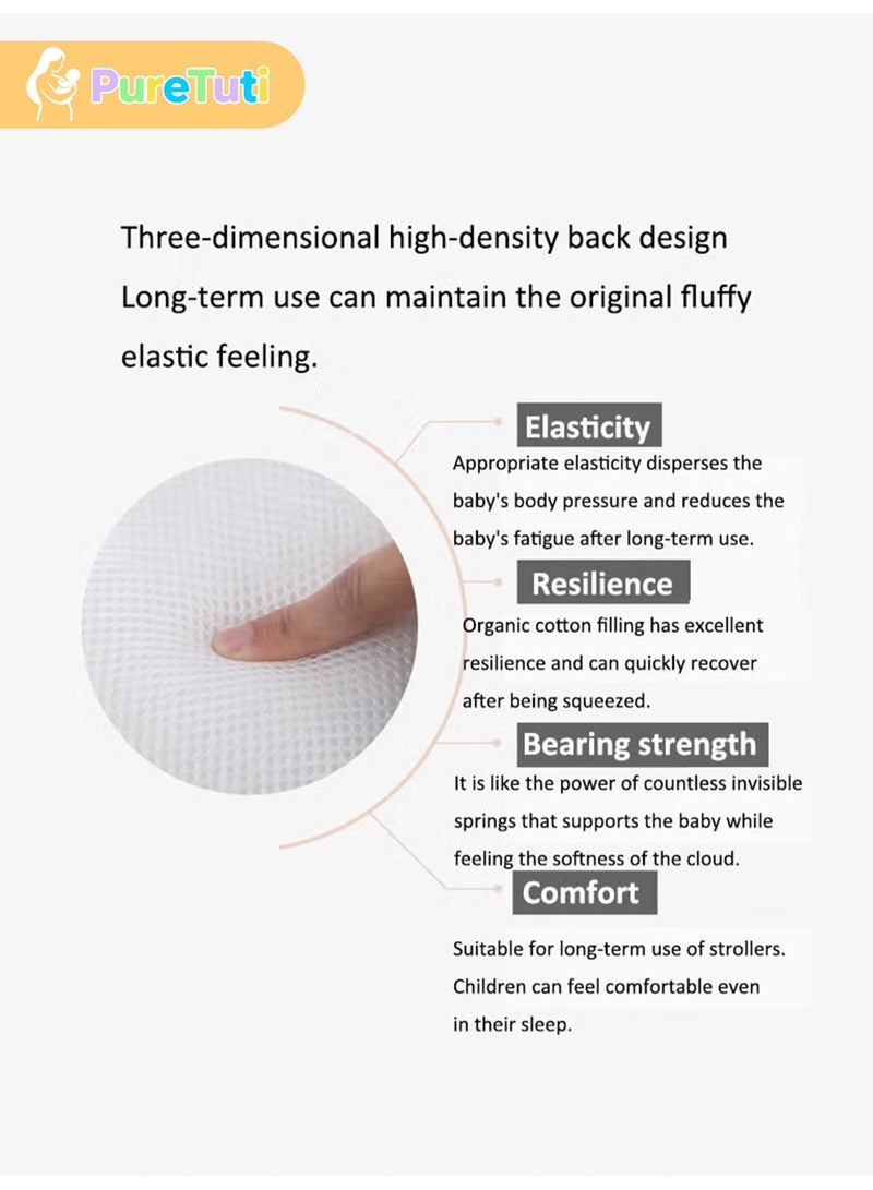 PureTuti Stroller & High Chair Support Cushion – Dual-Sided Orthopedic Seat Pad with 3D Airflow Mesh & Partition Support | Universal Fit for Prams & Infant Chairs | Machine Wash（white） - Image 2
