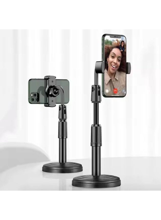Desktop Mobile Phone Holder Stand 360 Rotate for Facetime Live Streaming Shoot Video Round Base Smartphone Phone Stand - Image 1
