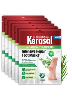 Kerasal Intensive Repair Foot Mask Foot Mask For Cracked Heels And Dry Feet, Six (Pair), 6 Count  - Image 1