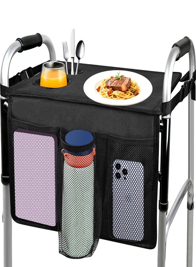 Cejiuga Walker Tray for Folding Walker, Premium Tray for Walker for Seniors with Cup Holder, Walker Trays for Rolling Folding Walker, Walker Accessories for Seniors (Black) - Image 1