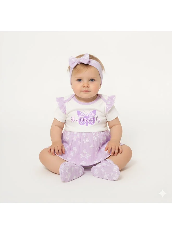 Bambimici Bambimici Butterfly Printed Bodysuit Short Sleeve 2-Piece