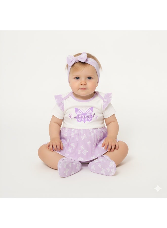 Bambimici Butterfly Printed Bodysuit Short Sleeve 2-Piece - Image 2