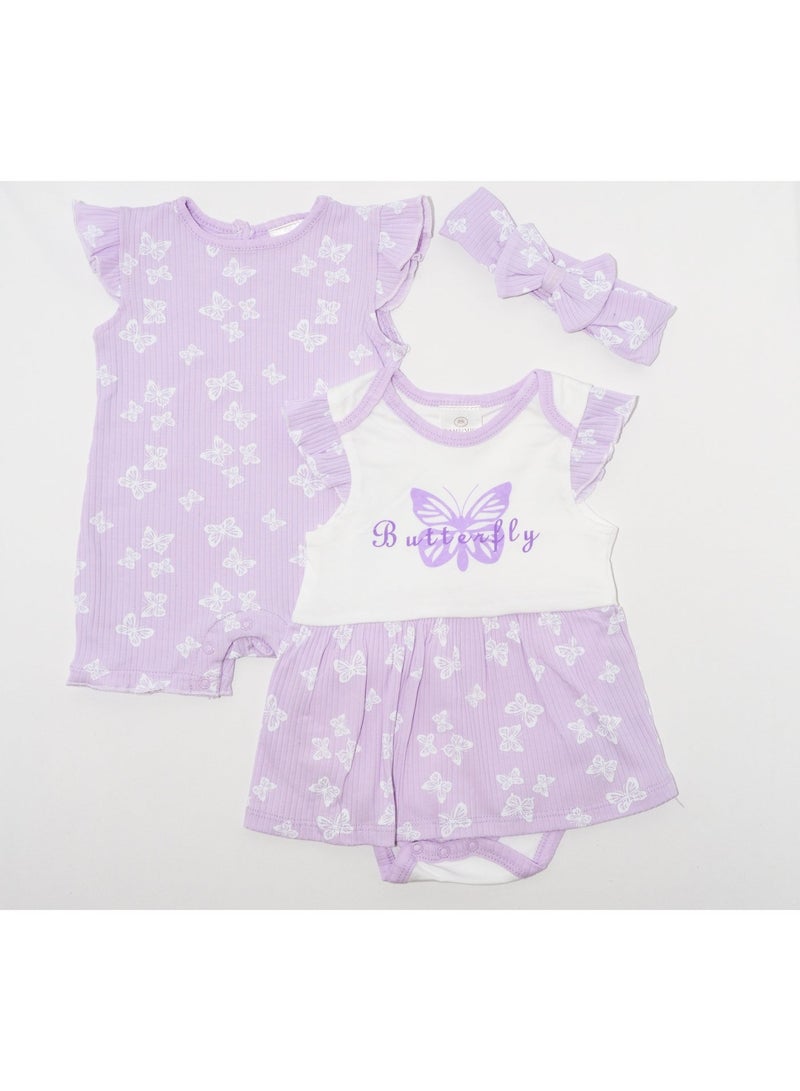 Bambimici Butterfly Printed Bodysuit Short Sleeve 2-Piece - Image 4