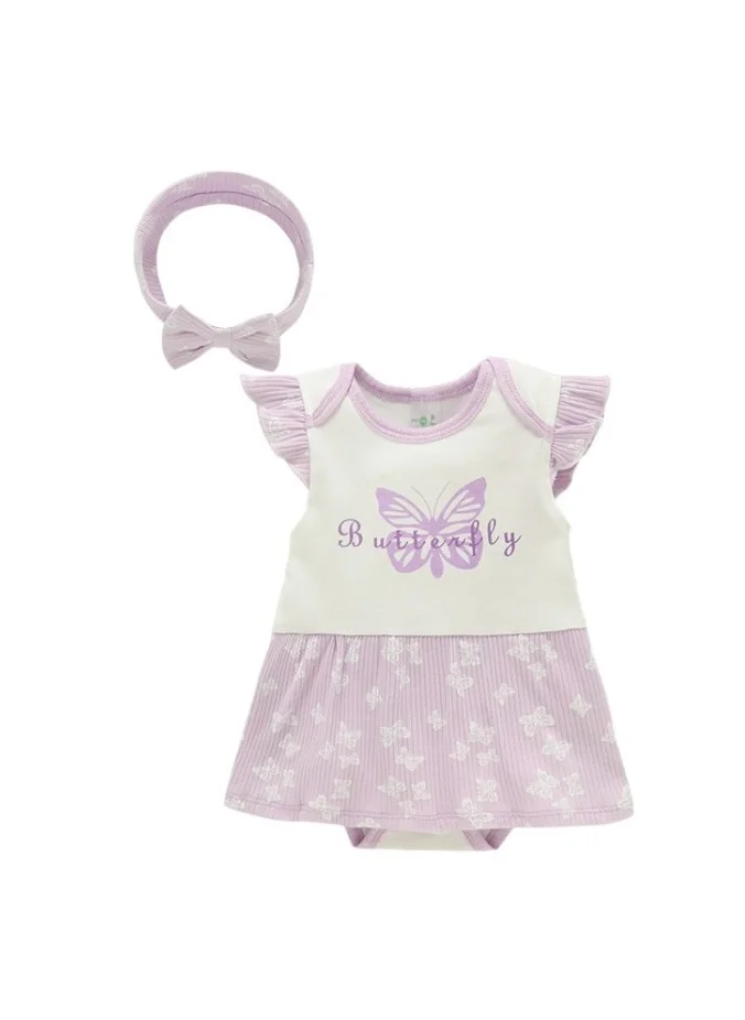 Bambimici Bambimici Butterfly Printed Bodysuit Short Sleeve 2-Piece