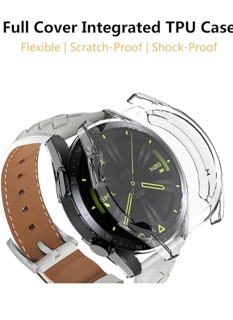 2-Pack Cases for HUAWEI Watch GT 3 Pro 43mm 46mm Case,Flexible Crystal Clear TPU Full Cover Shell Shockproof Scratch-Proof Screen Protector Case (46mm)